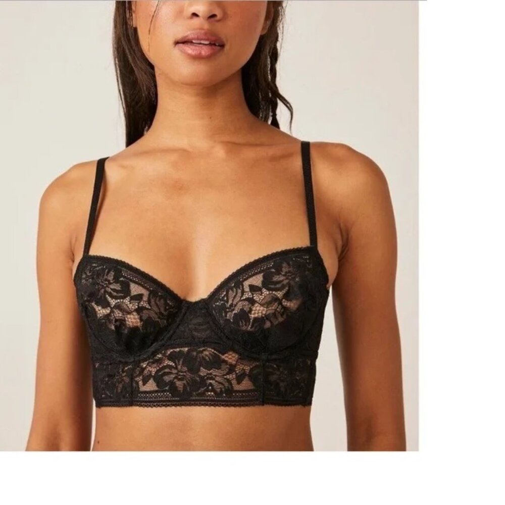 Free People Intimately Sorento Demi Longline Bra Black NWT 32D